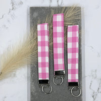 Pink Gingham Key Fob